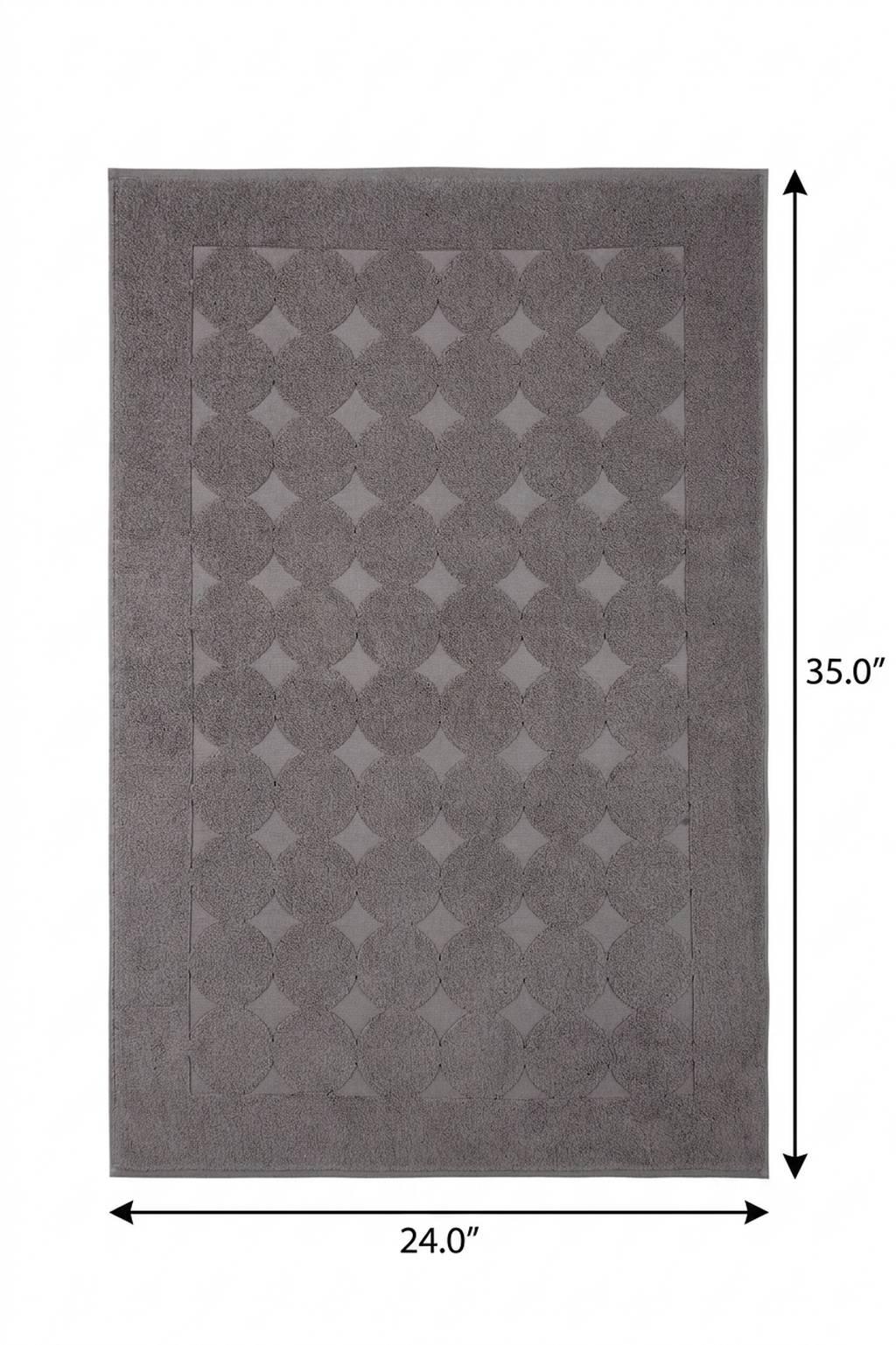 24" X 35" Dark Gray Tone on Tone Polka Dot Turkish Cotton Bath Rug