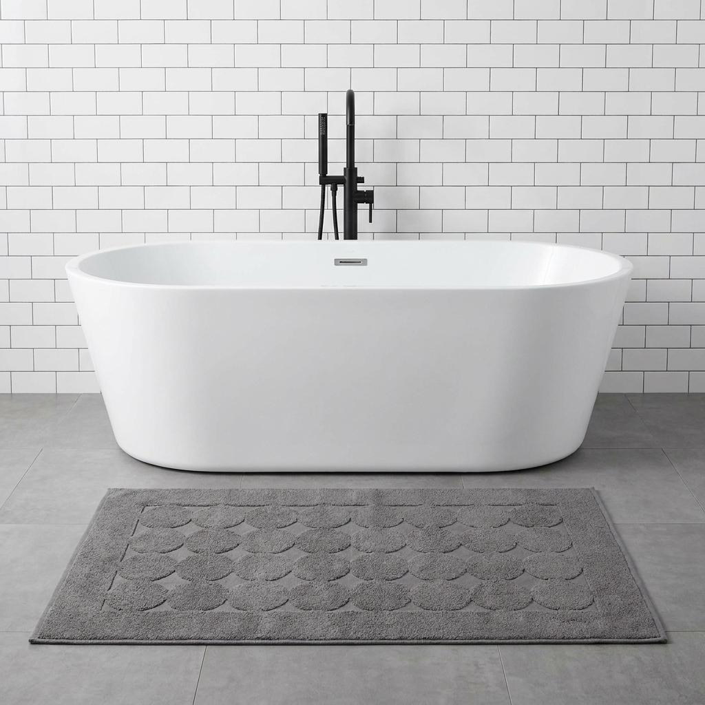 24" X 35" Dark Gray Tone on Tone Polka Dot Turkish Cotton Bath Rug