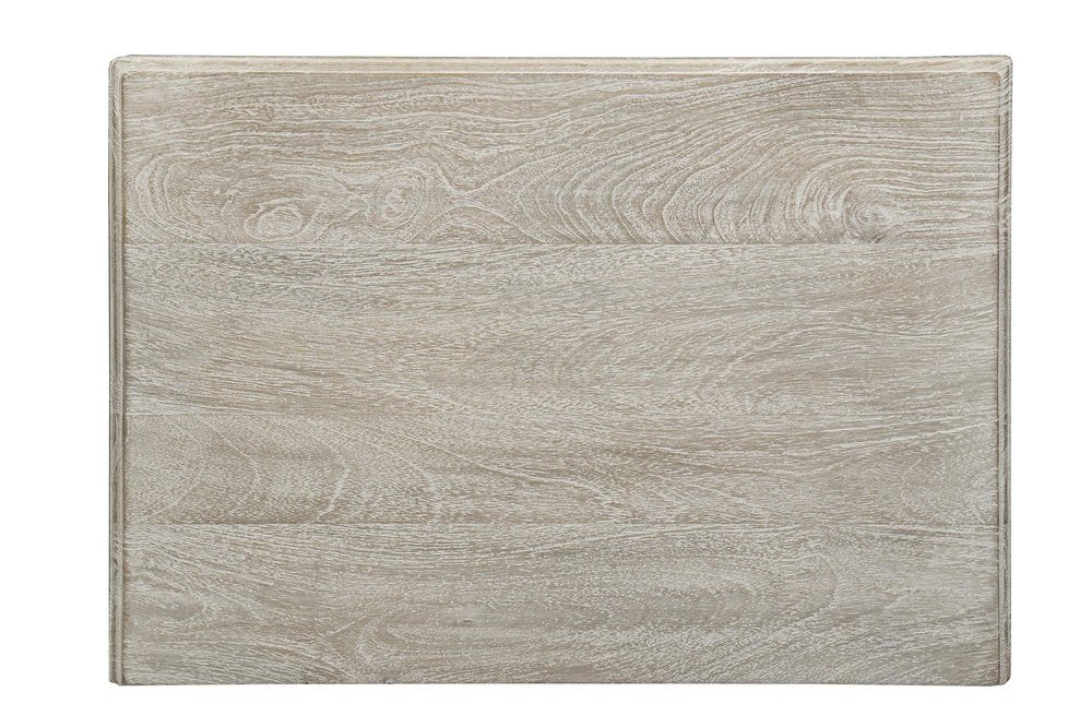 27" White Solid Wood Square Distressed Carved Floral Two Drawer Nightstand