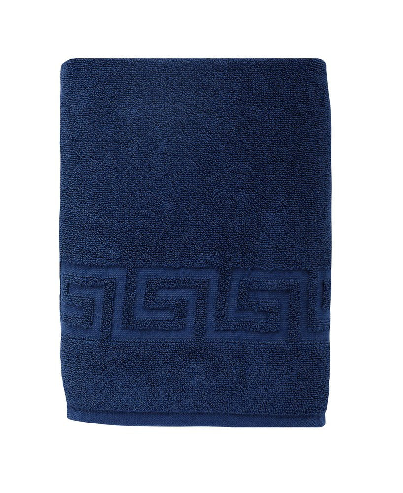White Greek Key Turkish Cotton 40" X 60" Bath Sheet
