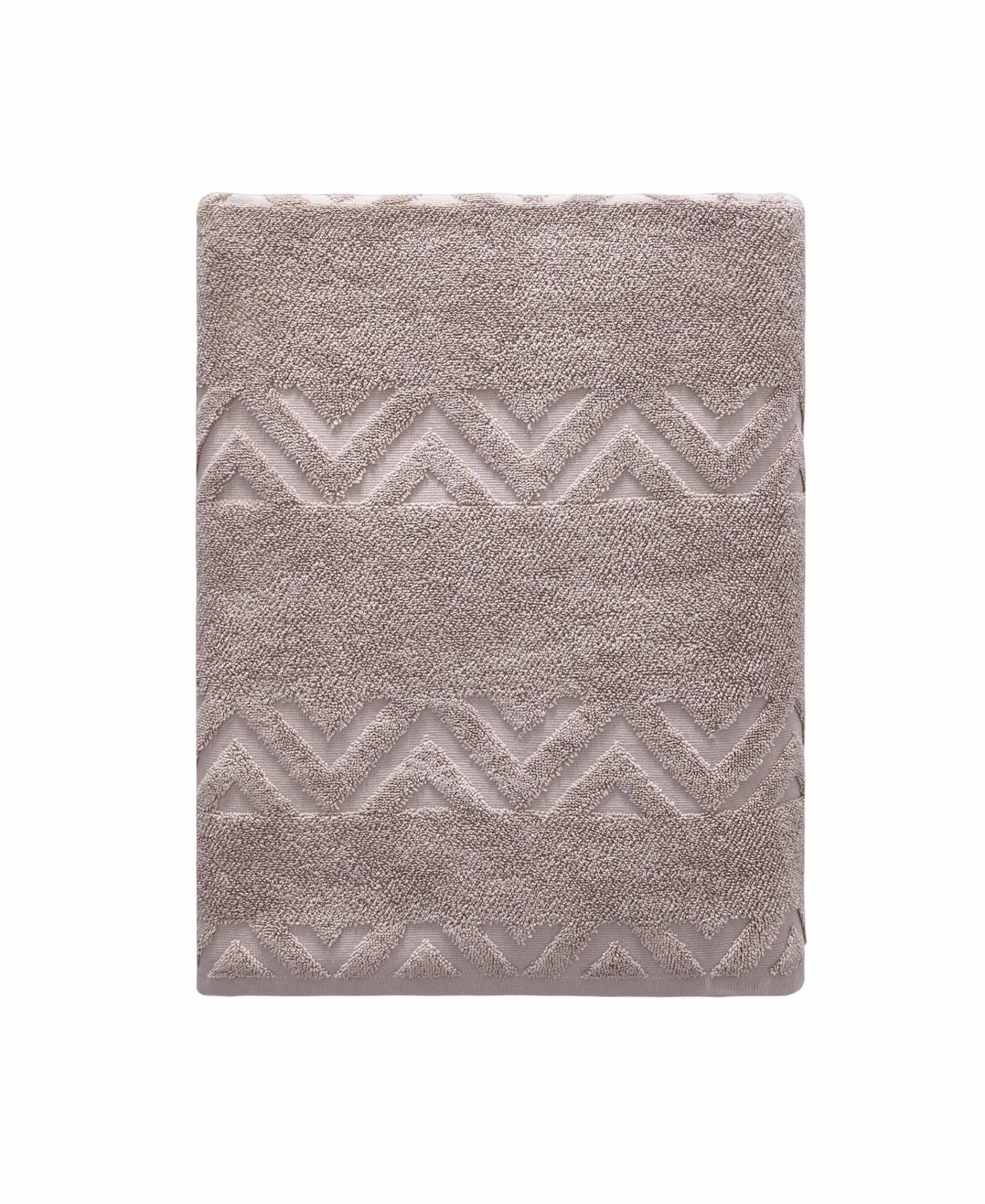 Light Brown Jacquard Turkish Cotton 40" X 70" Chevron Bath Sheet