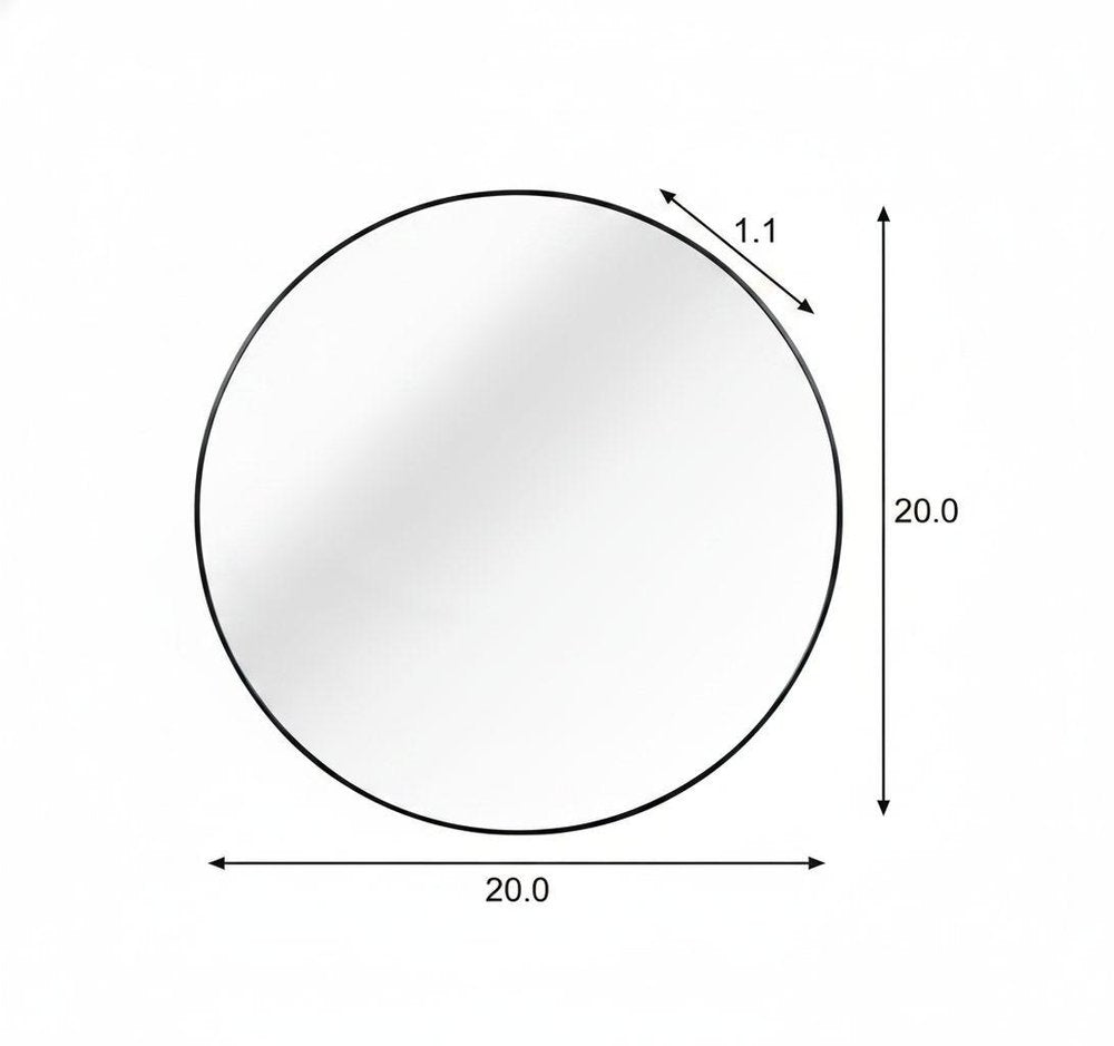 20" Black Aluminum Round Framed Bathroom Vanity Mirror