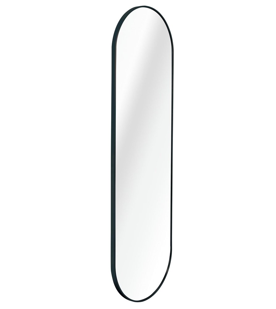 63" Black Aluminum Oval Framed Full Length Hanging Mirror