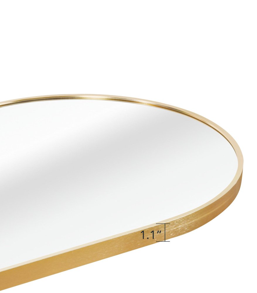 63" Black Aluminum Oval Framed Full Length Hanging Mirror