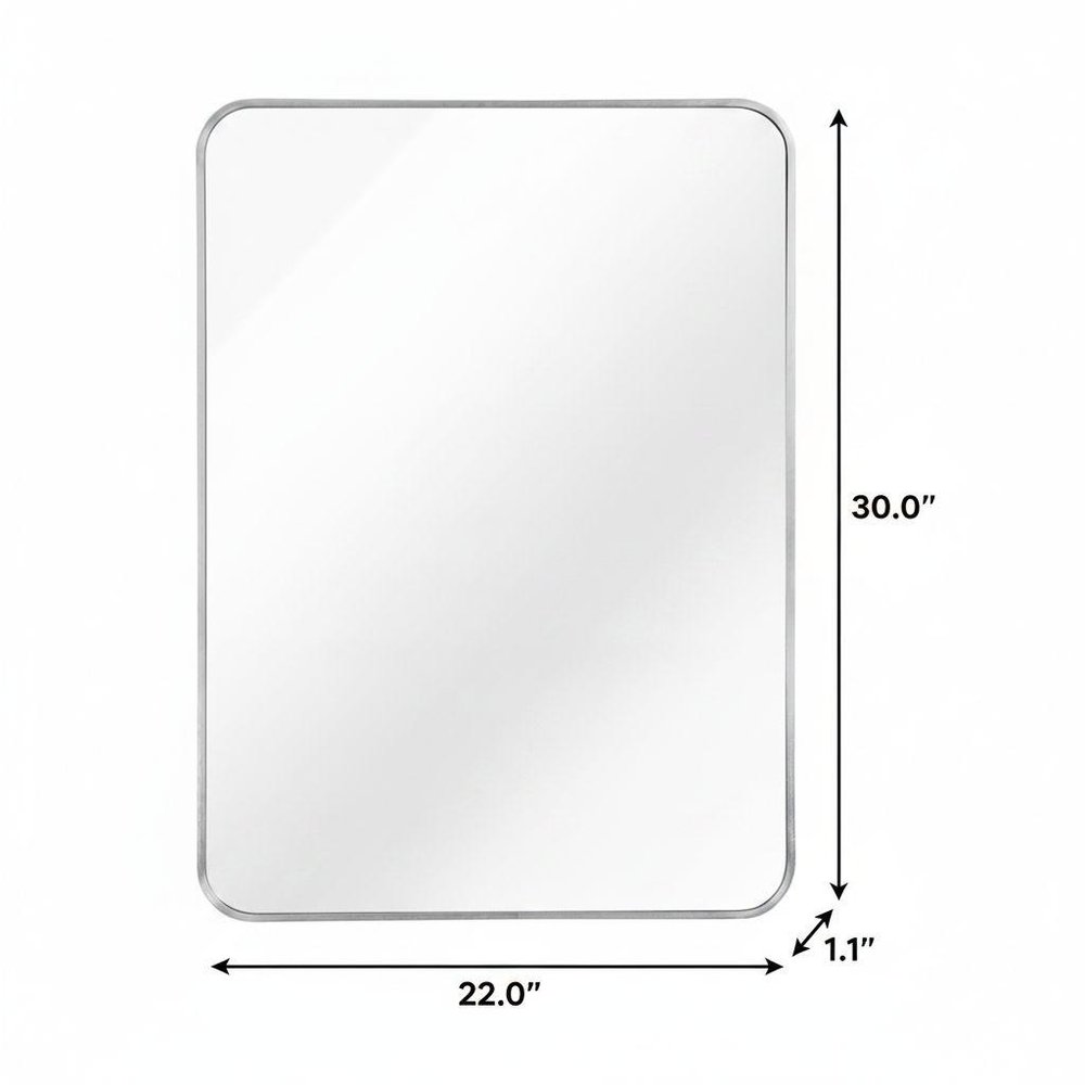 30" Silver Aluminum Framed Bathroom Vanity Mirror