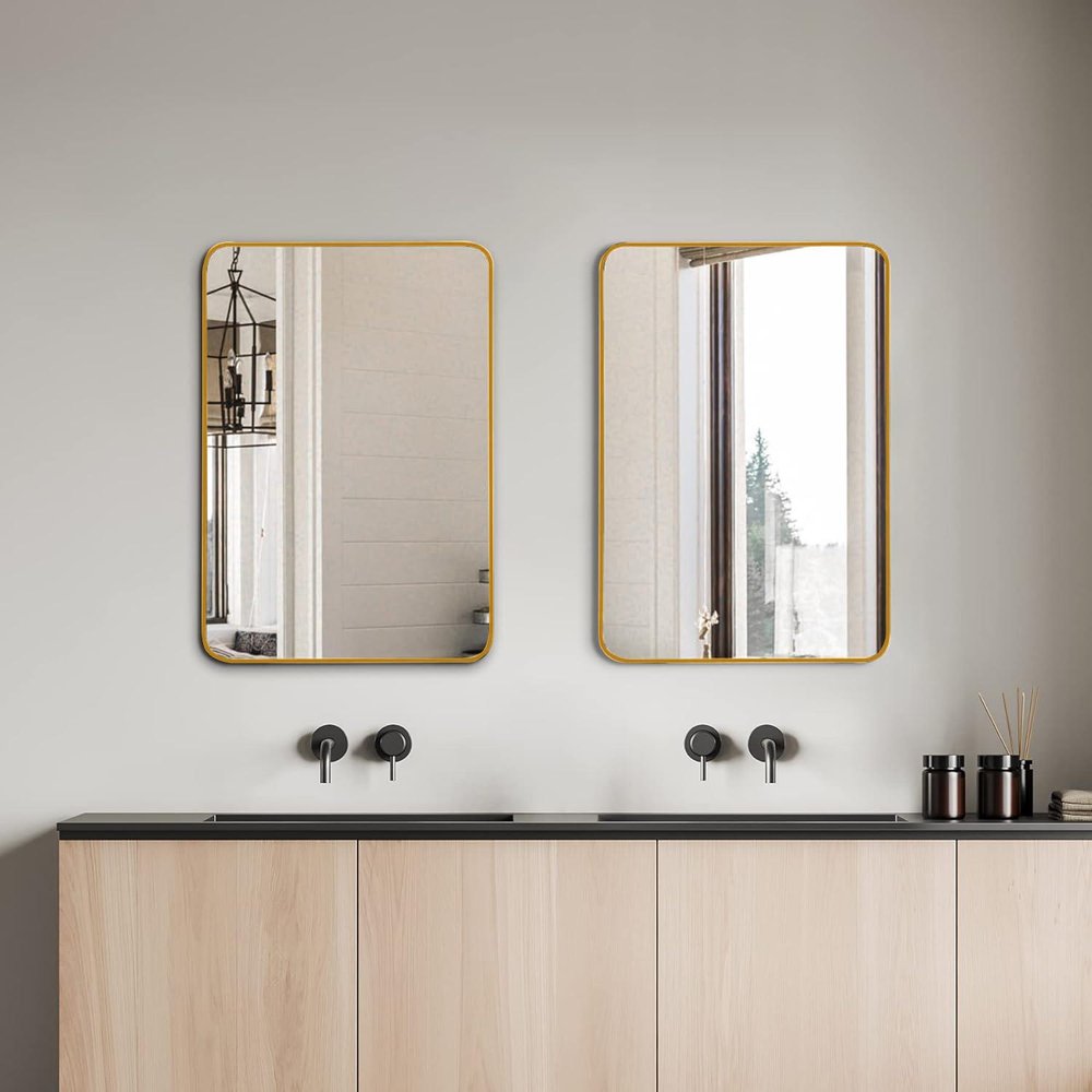 32" Gold Aluminum Framed Bathroom Vanity Mirror