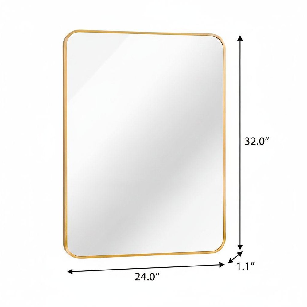 32" Gold Aluminum Framed Bathroom Vanity Mirror