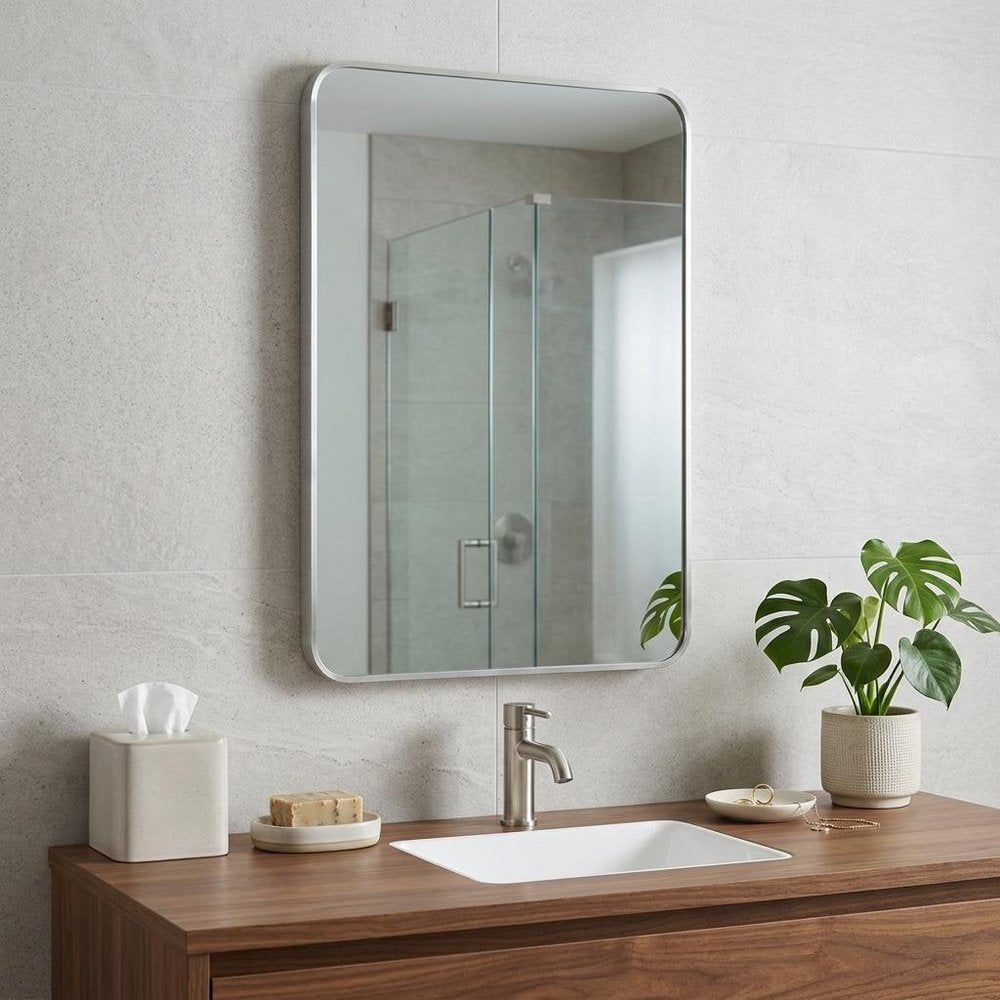 32" Black Aluminum Framed Bathroom Vanity Mirror