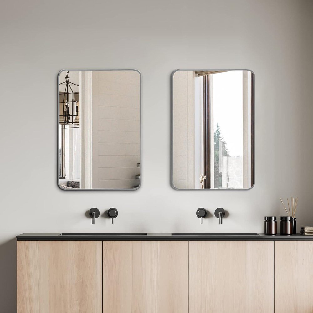 32" Black Aluminum Framed Bathroom Vanity Mirror