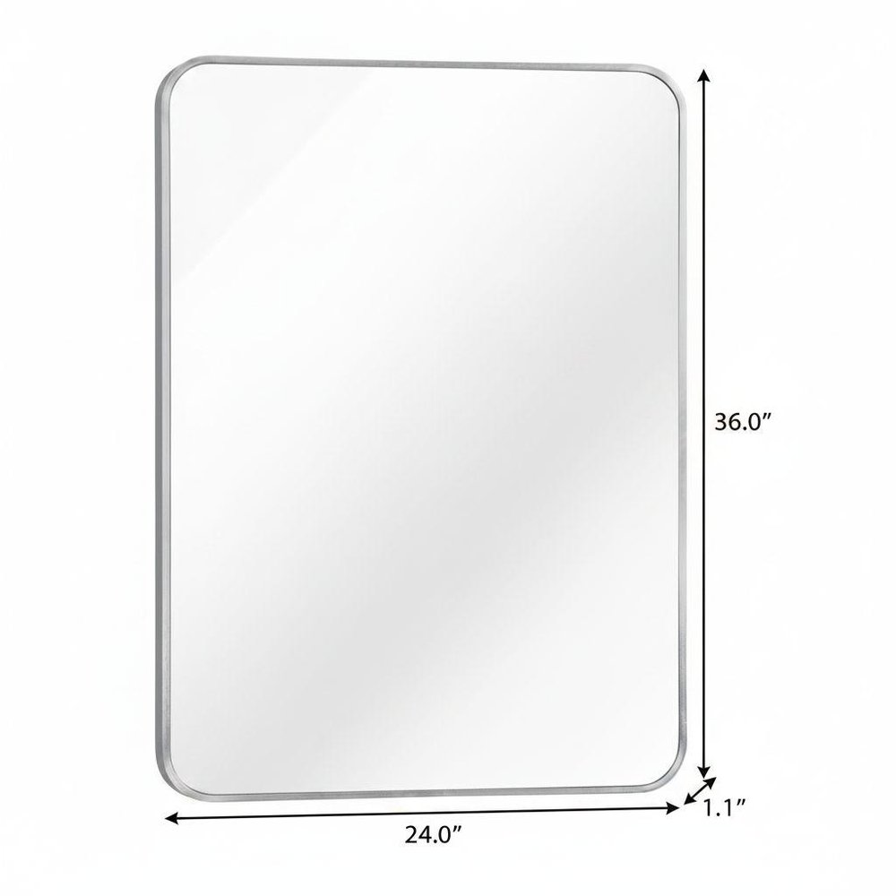 36" Black Aluminum Framed Bathroom Vanity Mirror