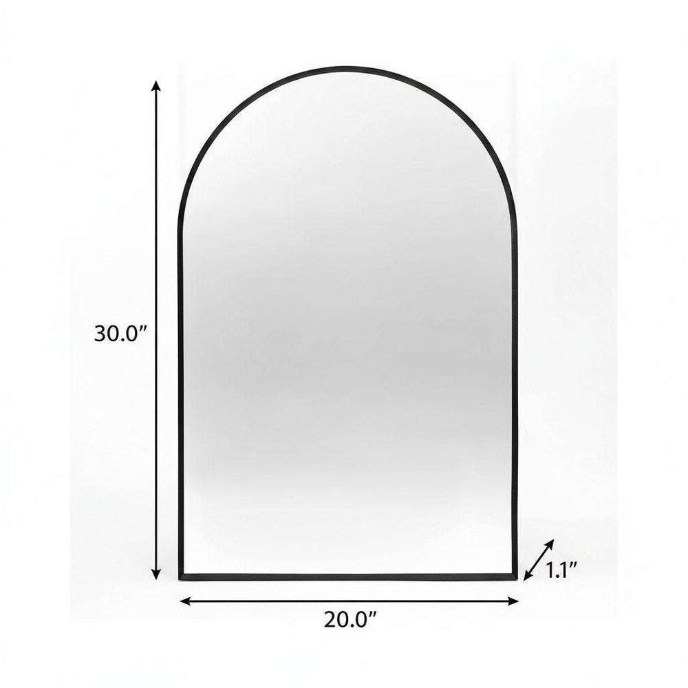 30" Black Aluminum Arch Framed Bathroom Vanity Mirror
