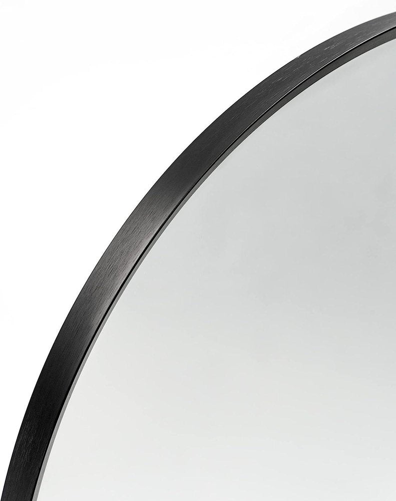 30" Black Aluminum Arch Framed Bathroom Vanity Mirror