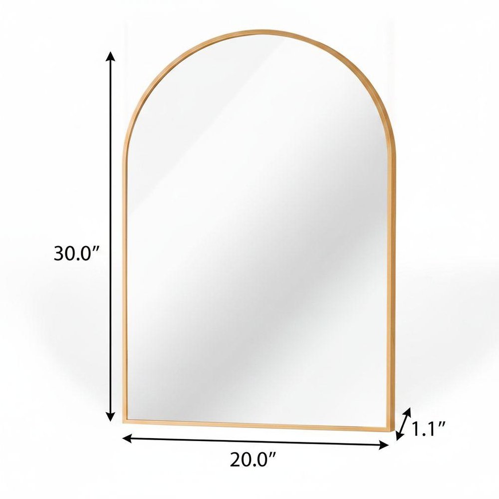 30" Black Aluminum Arch Framed Bathroom Vanity Mirror