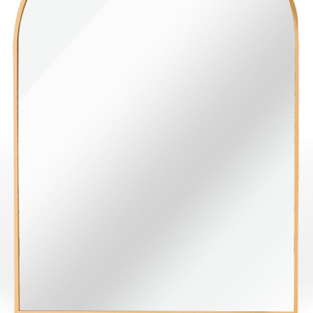 30" Black Aluminum Arch Framed Bathroom Vanity Mirror