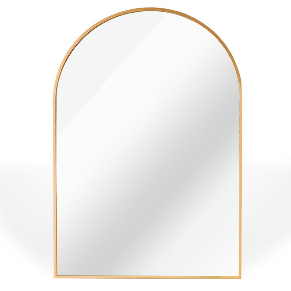 30" Black Aluminum Arch Framed Bathroom Vanity Mirror