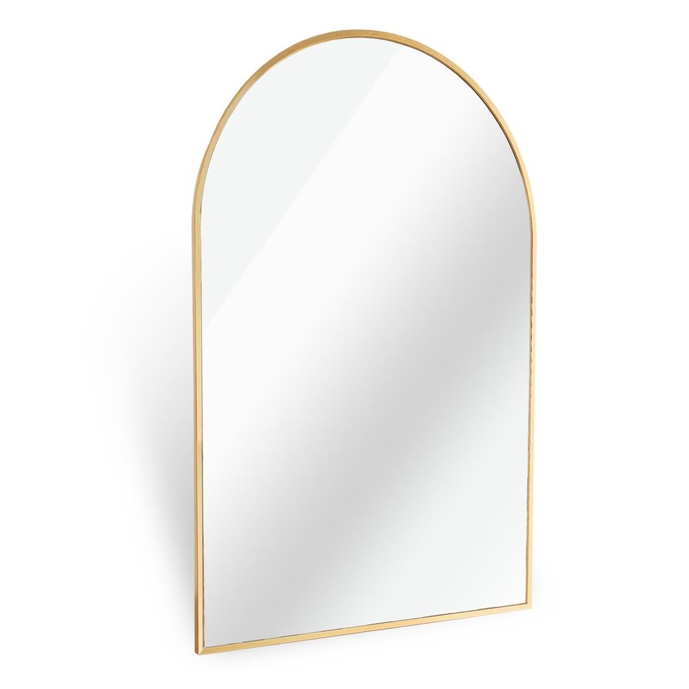 30" Black Aluminum Arch Framed Bathroom Vanity Mirror
