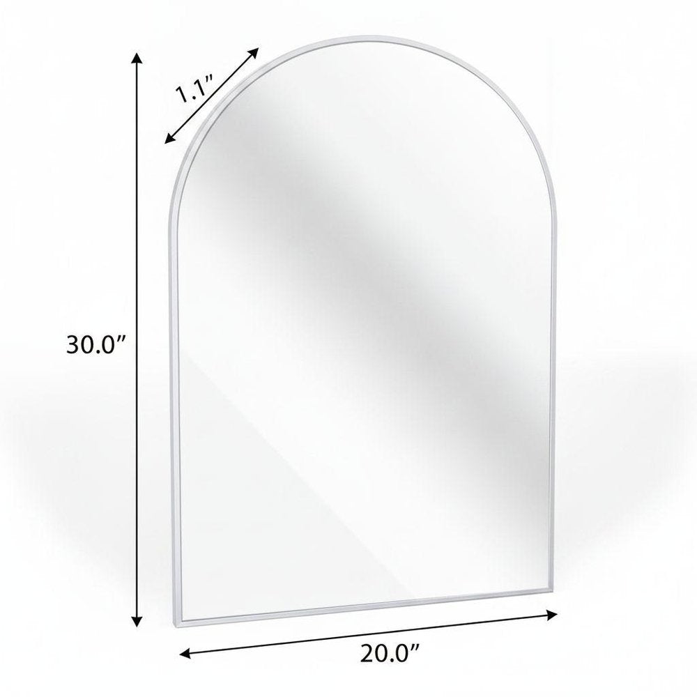 30" Black Aluminum Arch Framed Bathroom Vanity Mirror