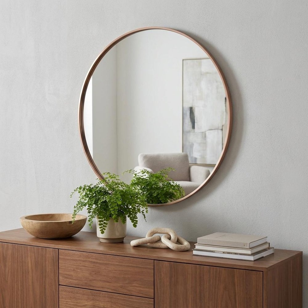 39" Gold Aluminum Round Framed Bathroom Vanity Mirror