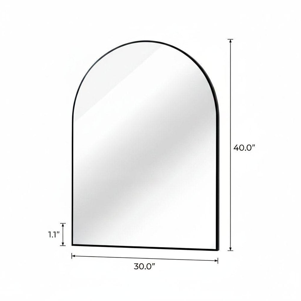 40" Black Aluminum Arch Framed Bathroom Vanity Mirror