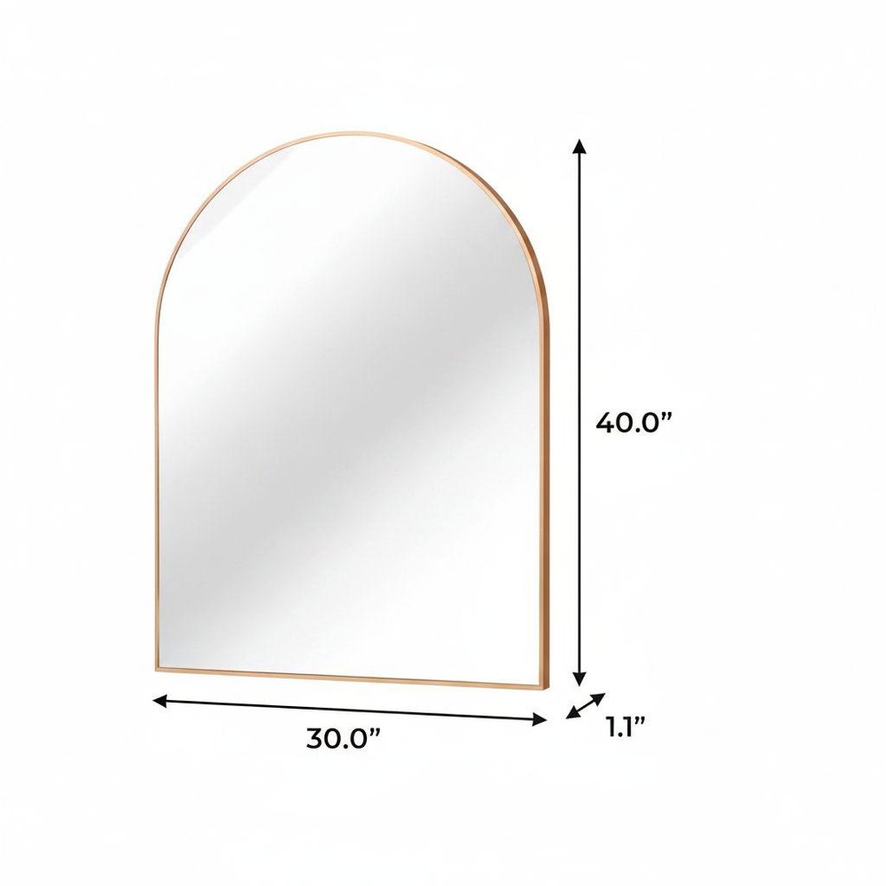 40" Black Aluminum Arch Framed Bathroom Vanity Mirror