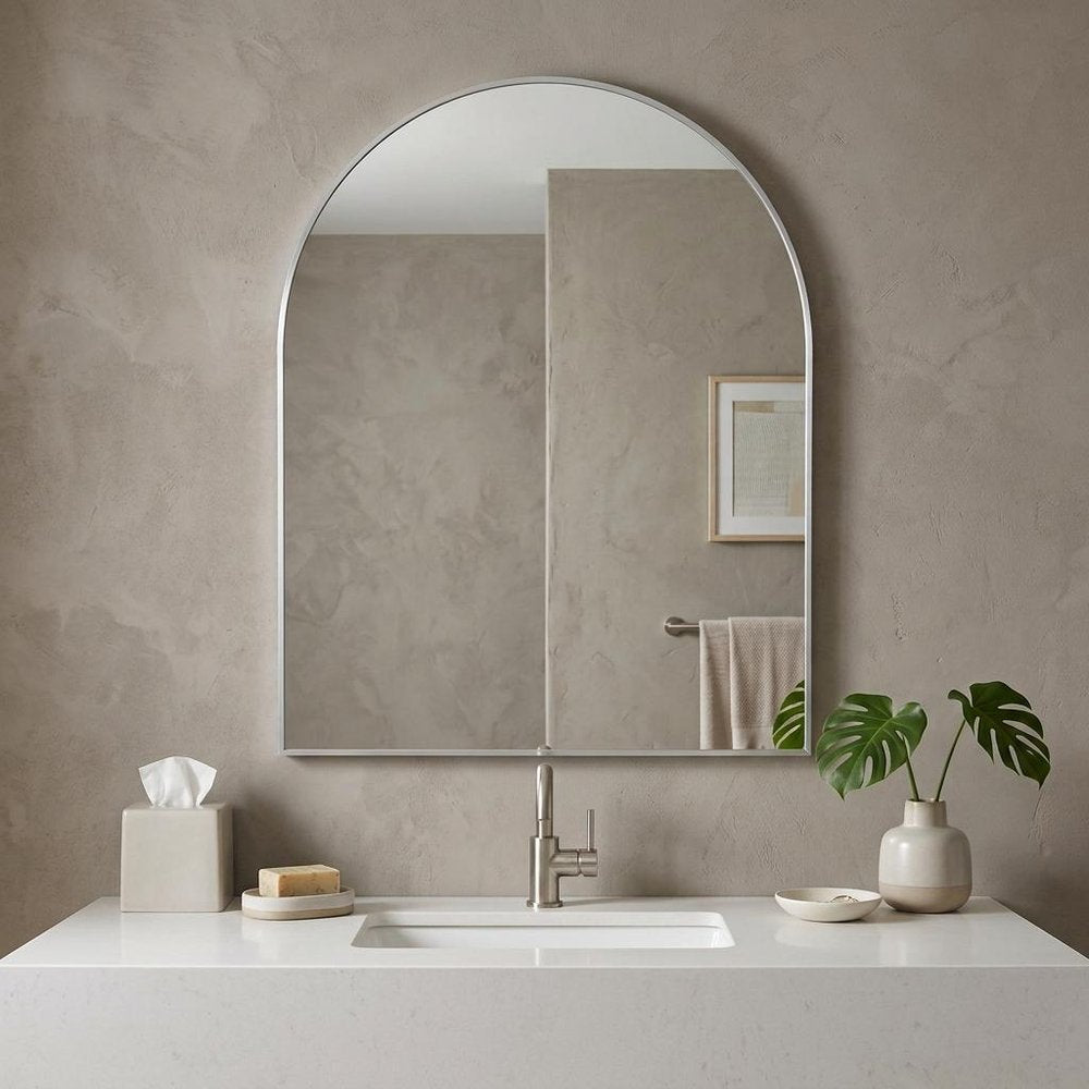 40" Black Aluminum Arch Framed Bathroom Vanity Mirror