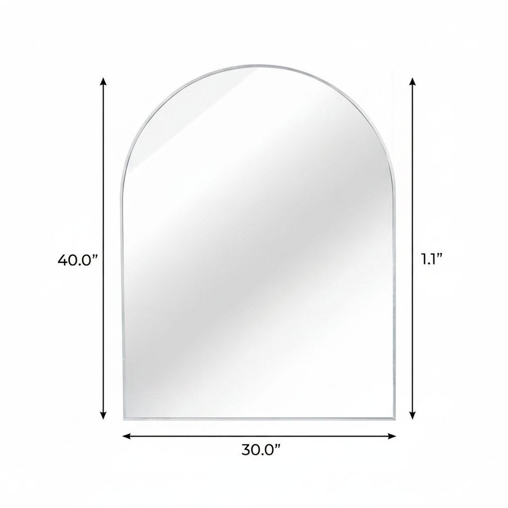 40" Black Aluminum Arch Framed Bathroom Vanity Mirror