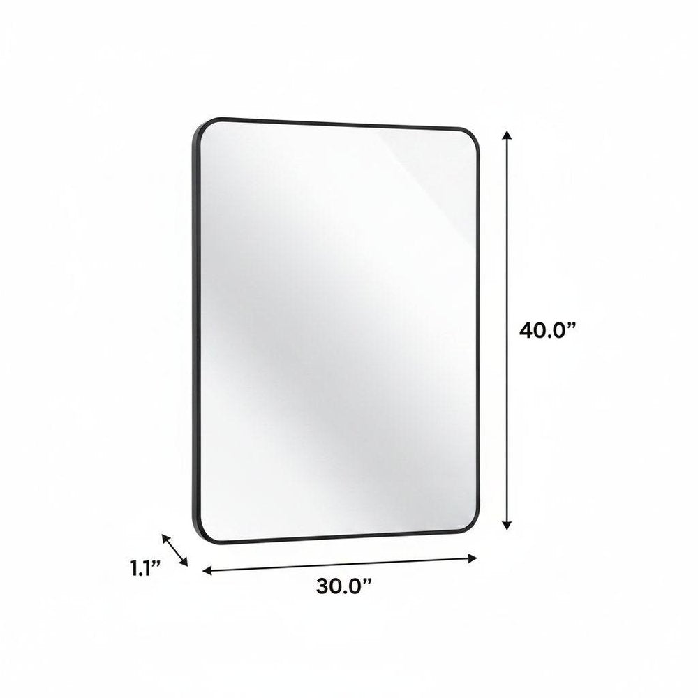 40" Silver Aluminum Framed Bathroom Vanity Mirror