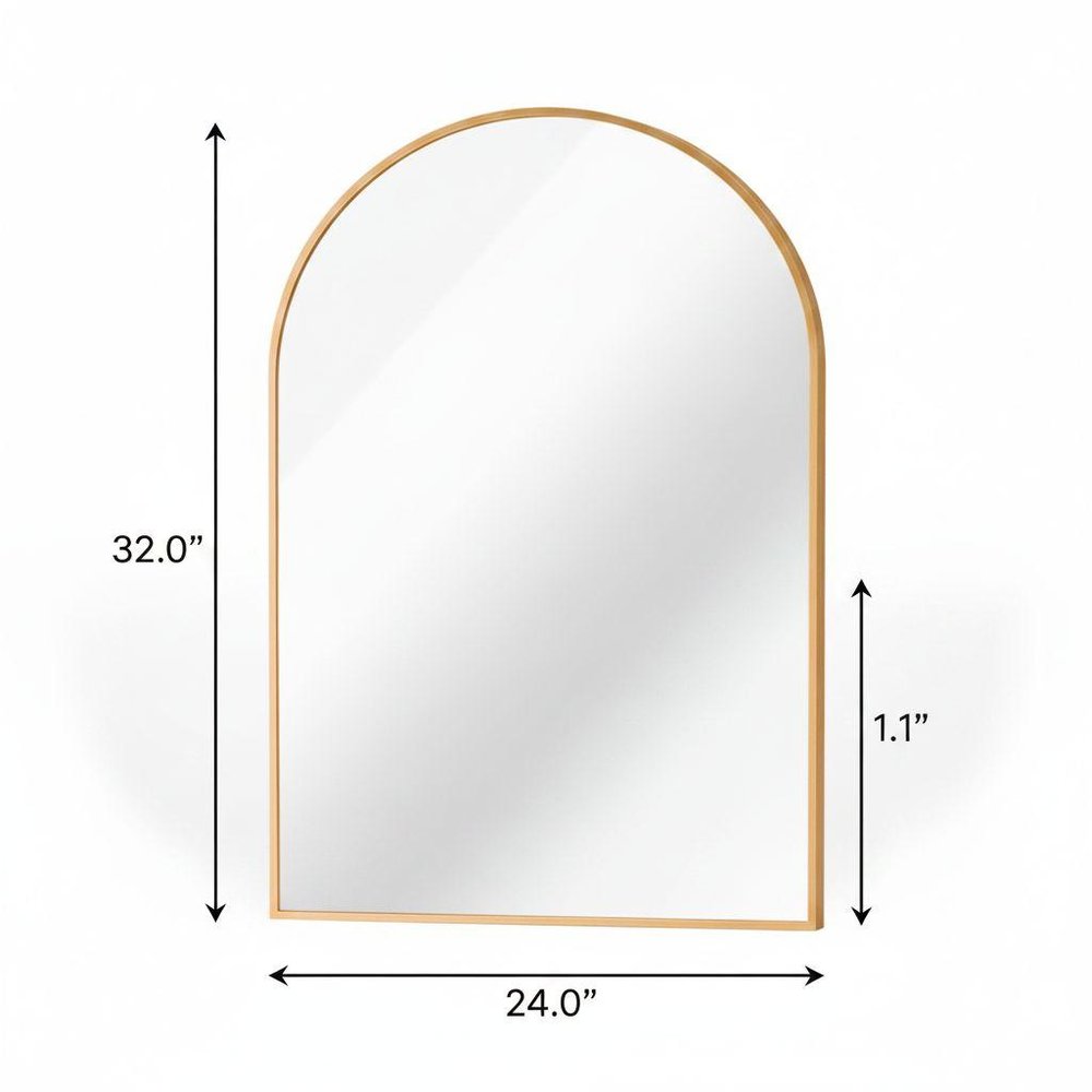 32" Black Aluminum Arch Framed Bathroom Vanity Mirror