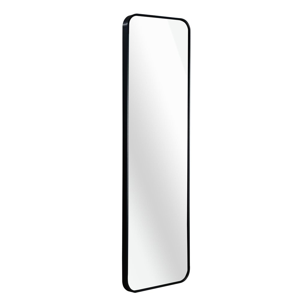 47" Black Aluminum Wall Mounted And Over The Door Framed Full Length Hanging Mirror