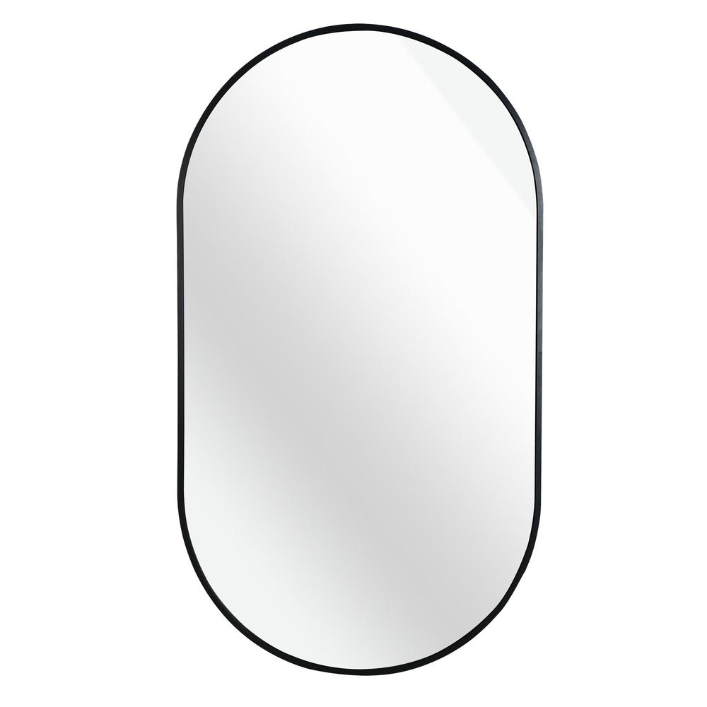 33" Black Aluminum Oval Framed Accent Mirror