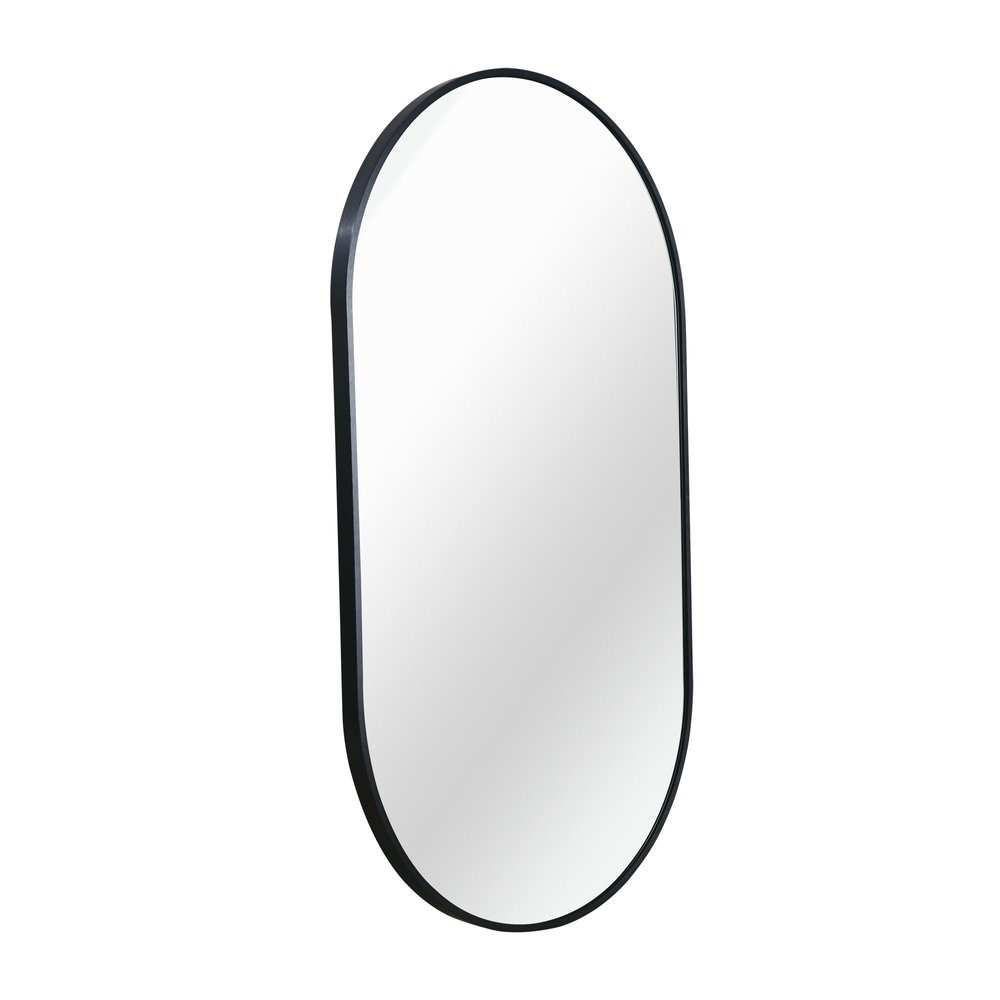 33" Black Aluminum Oval Framed Accent Mirror