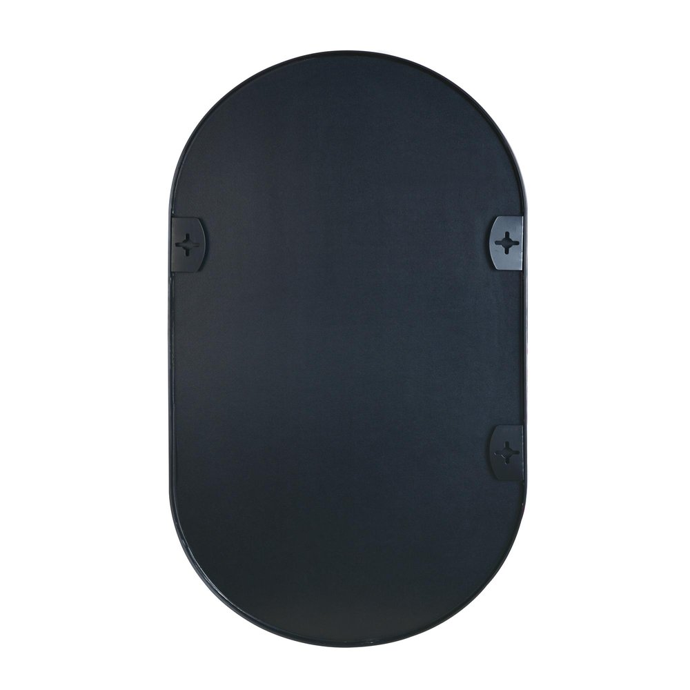 33" Black Aluminum Oval Framed Accent Mirror