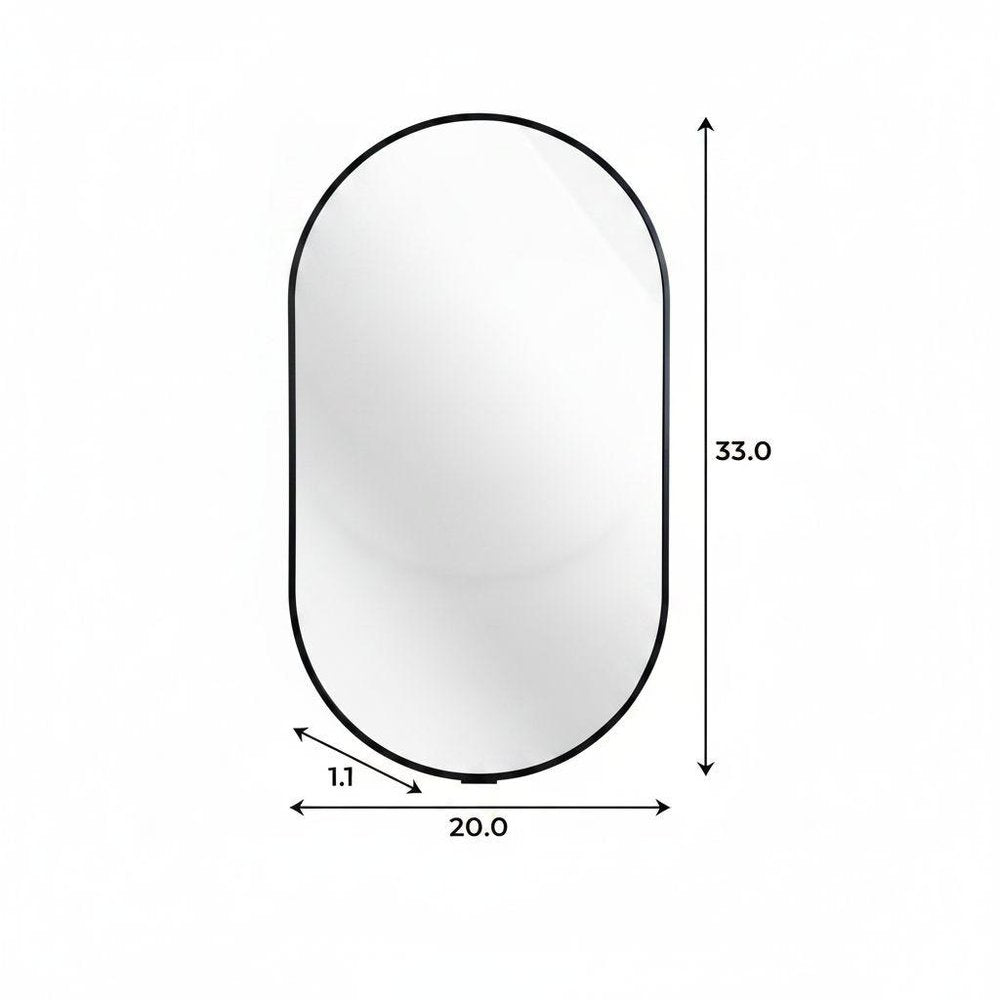 33" Black Aluminum Oval Framed Accent Mirror