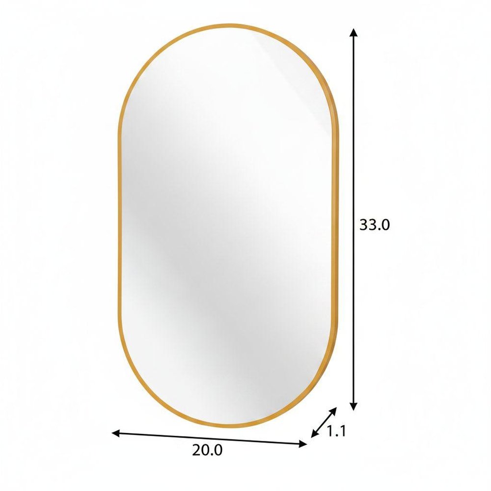 33" Black Aluminum Oval Framed Accent Mirror