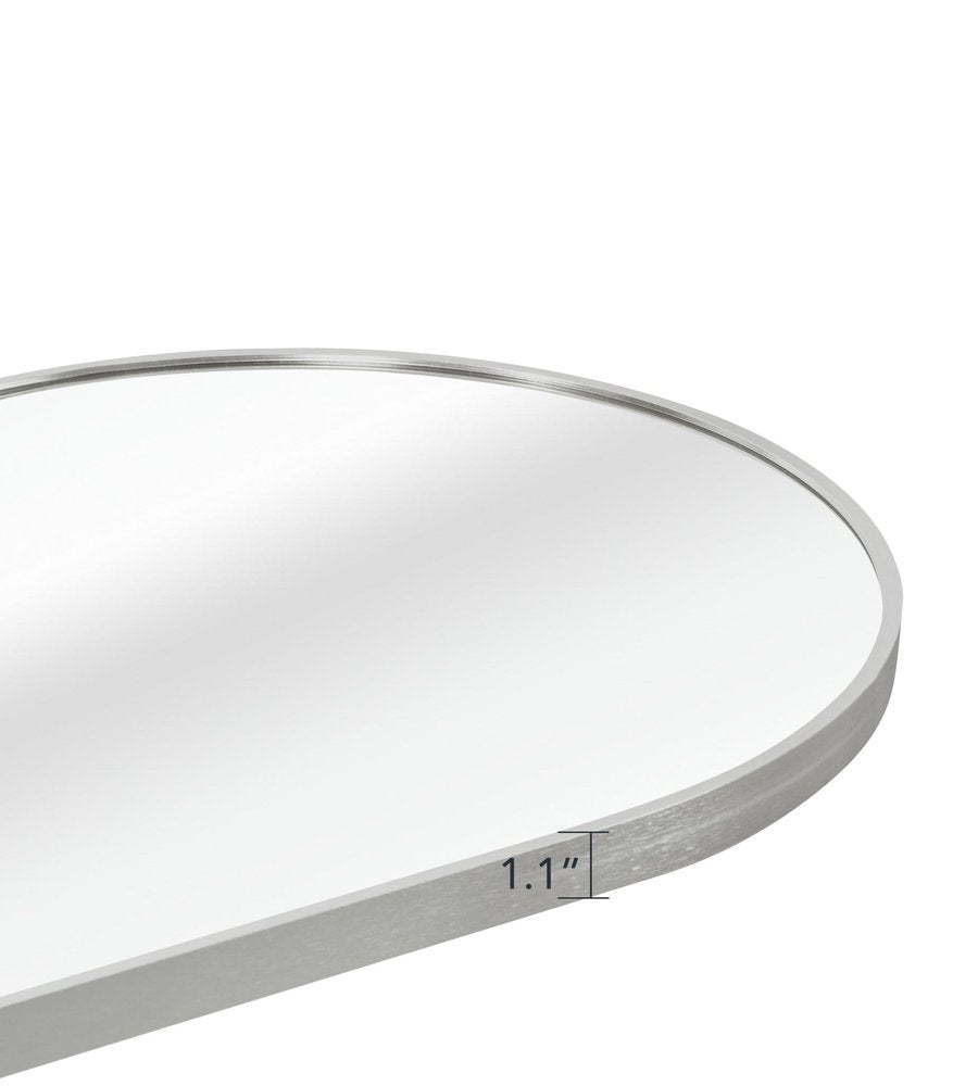63" Black Aluminum Oval Framed Full Length Hanging Mirror