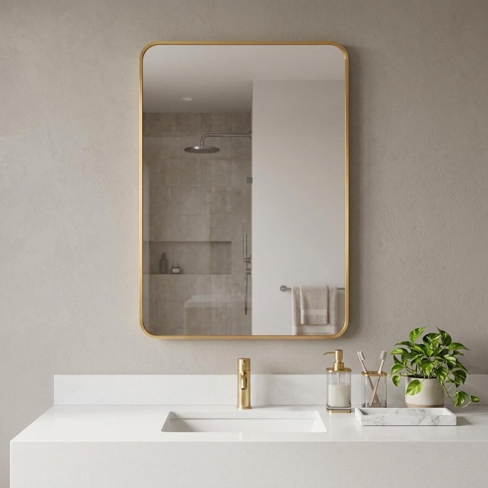 36" Black Aluminum Framed Bathroom Vanity Mirror