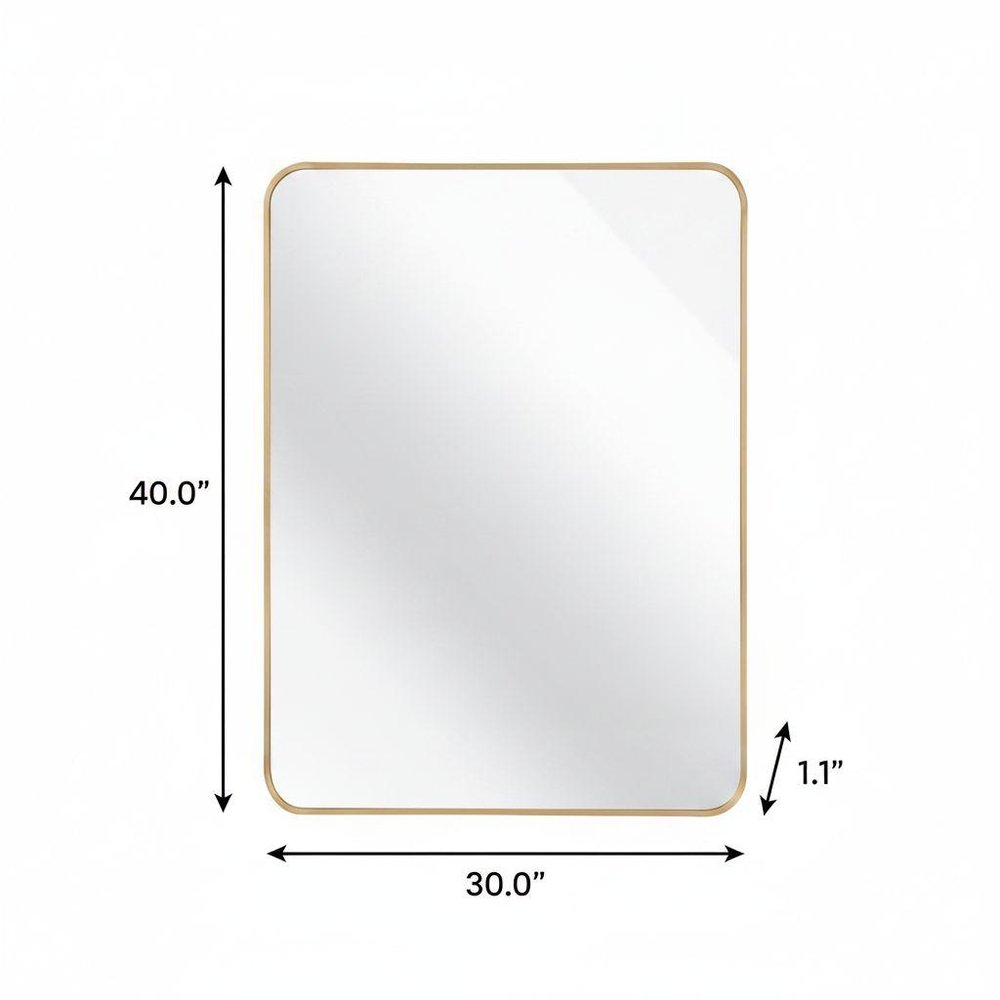 40" Silver Aluminum Framed Bathroom Vanity Mirror
