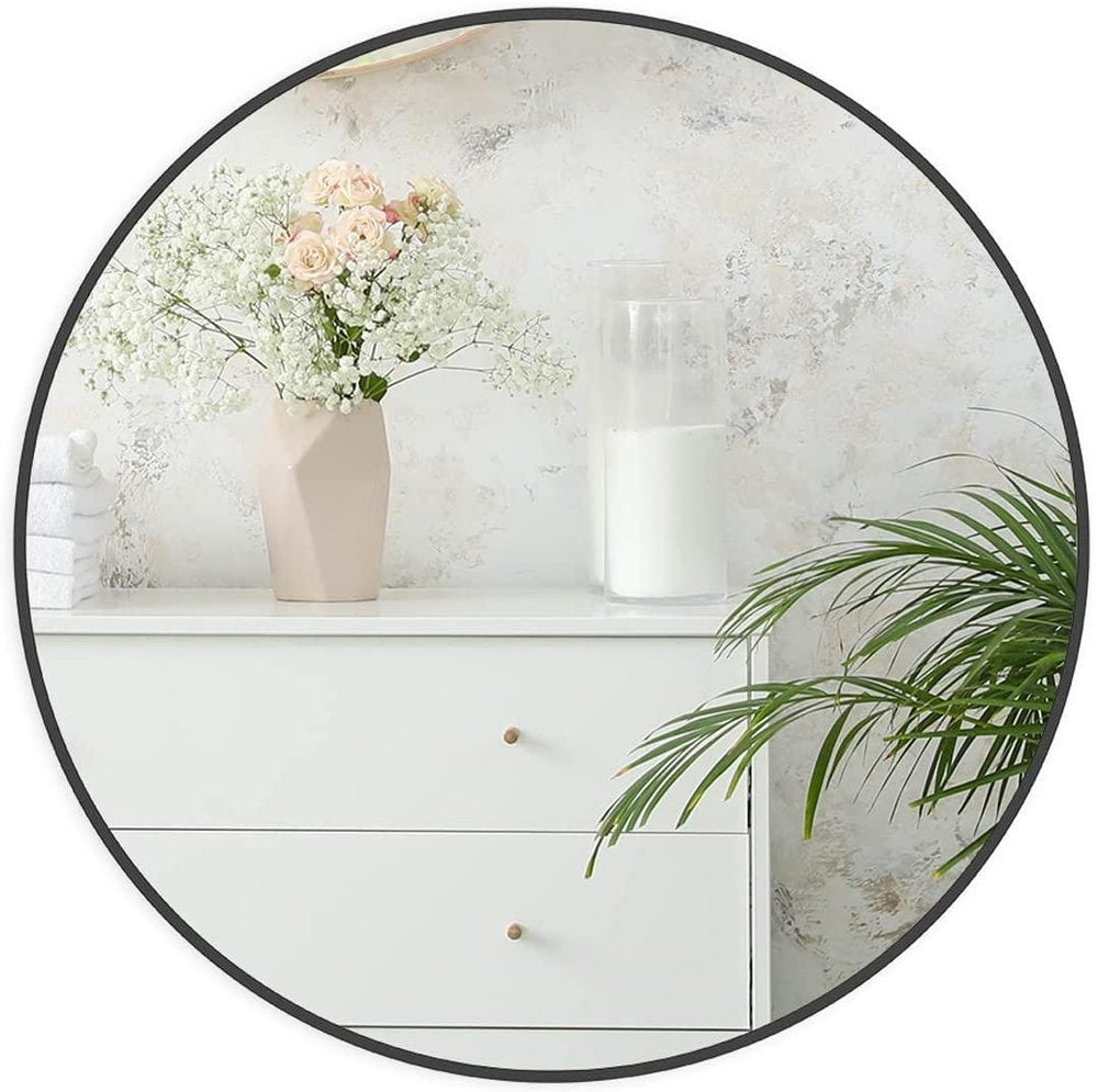 24" Gold Aluminum Round Framed Bathroom Vanity Mirror