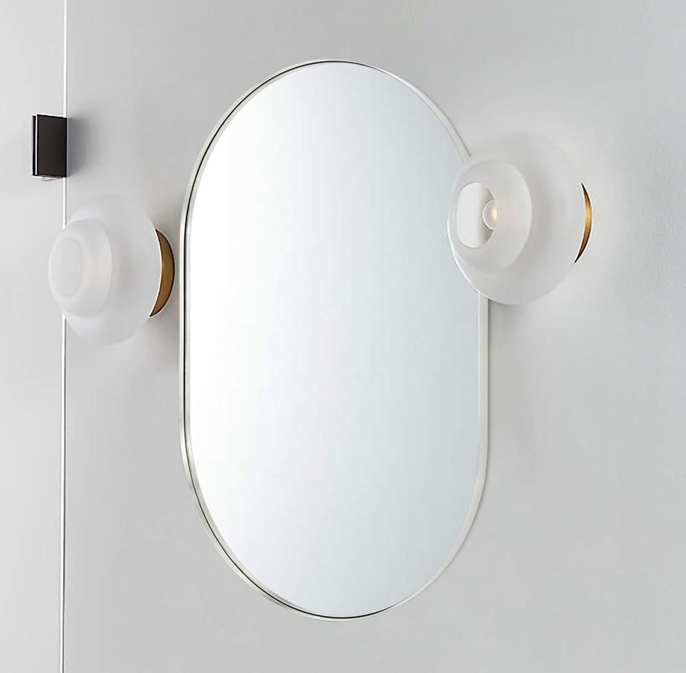 33" Black Aluminum Oval Framed Accent Mirror
