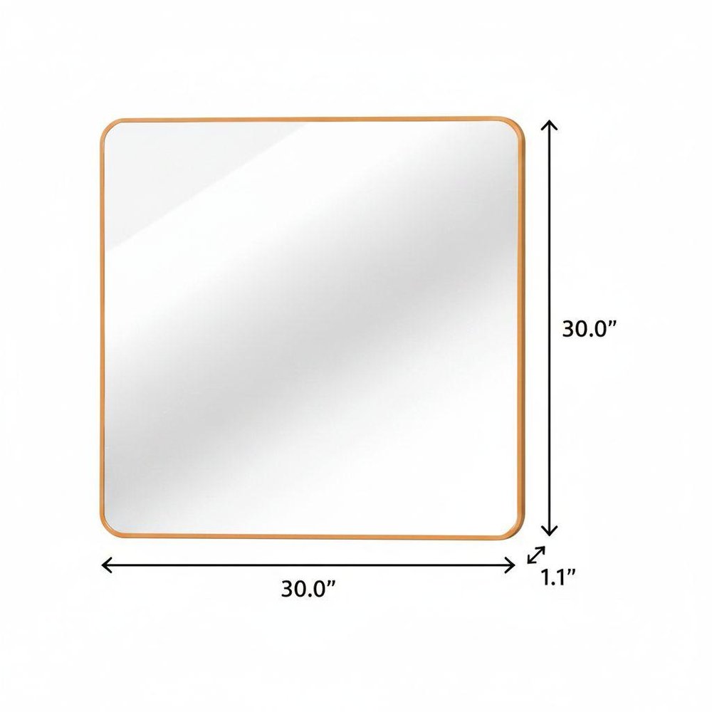 30" Black Aluminum Square Framed Bathroom Vanity Mirror