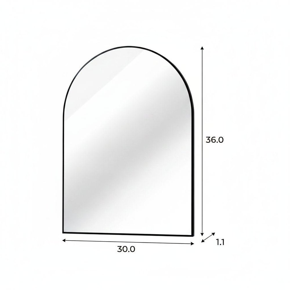 36" Black Aluminum Arch Framed Bathroom Vanity Mirror
