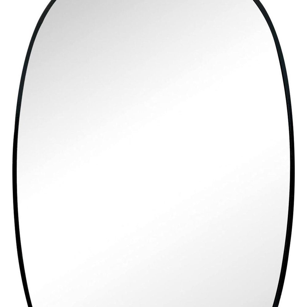 30" Black Aluminum Oval Framed Bathroom Vanity Mirror