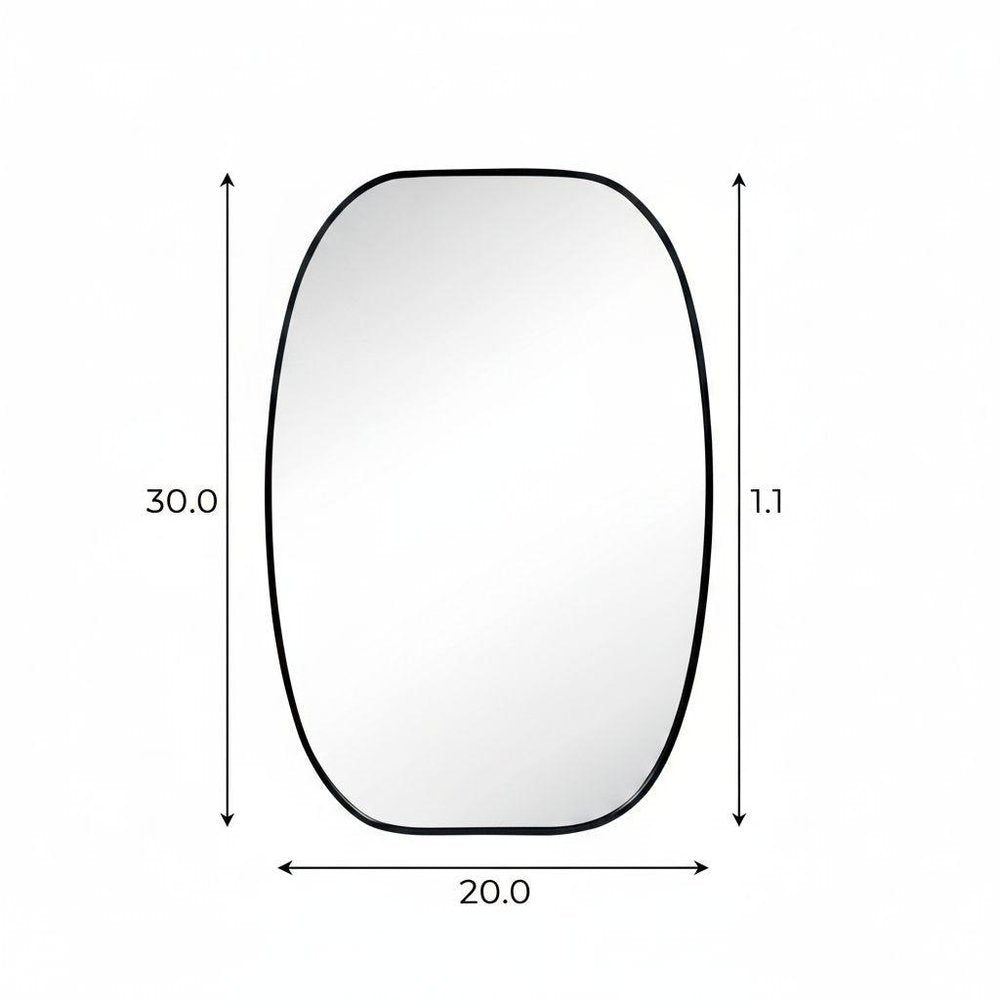 30" Black Aluminum Oval Framed Bathroom Vanity Mirror