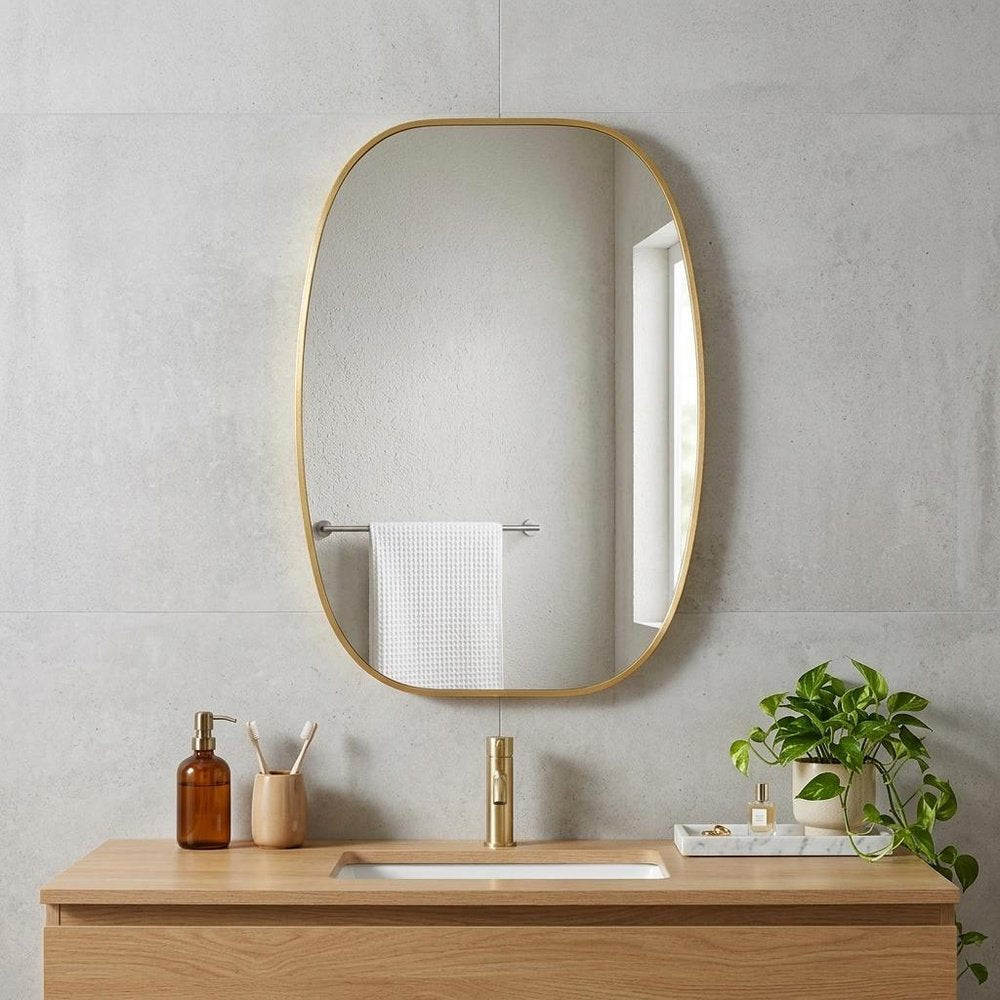 30" Black Aluminum Oval Framed Bathroom Vanity Mirror