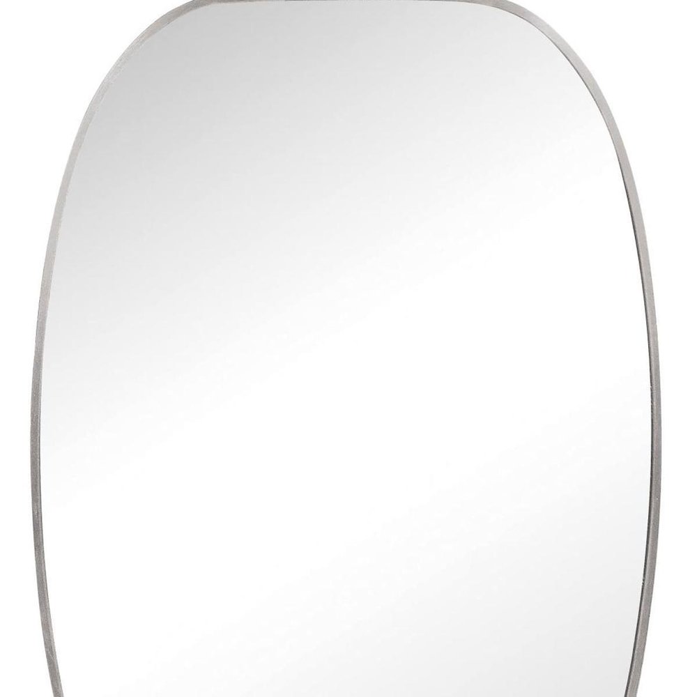 30" Black Aluminum Oval Framed Bathroom Vanity Mirror