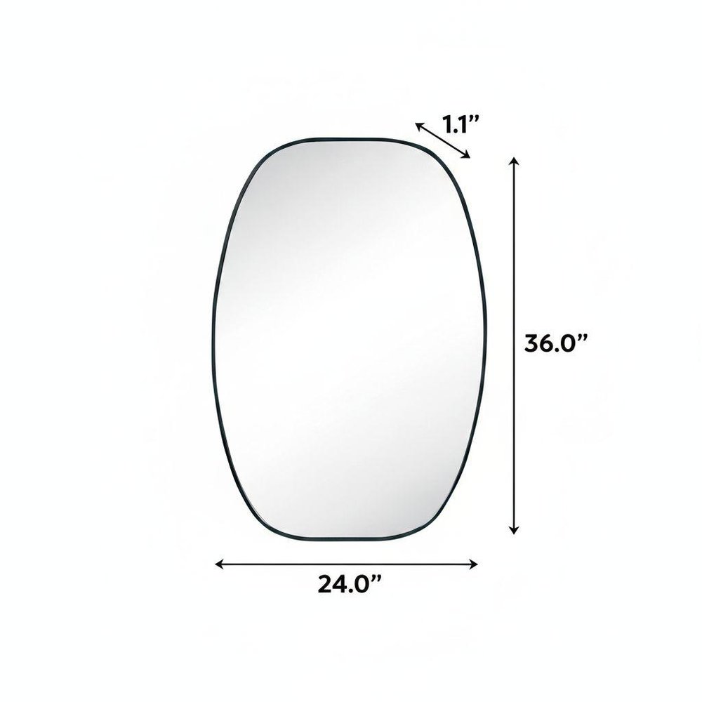 36" Black Aluminum Oval Framed Bathroom Vanity Mirror
