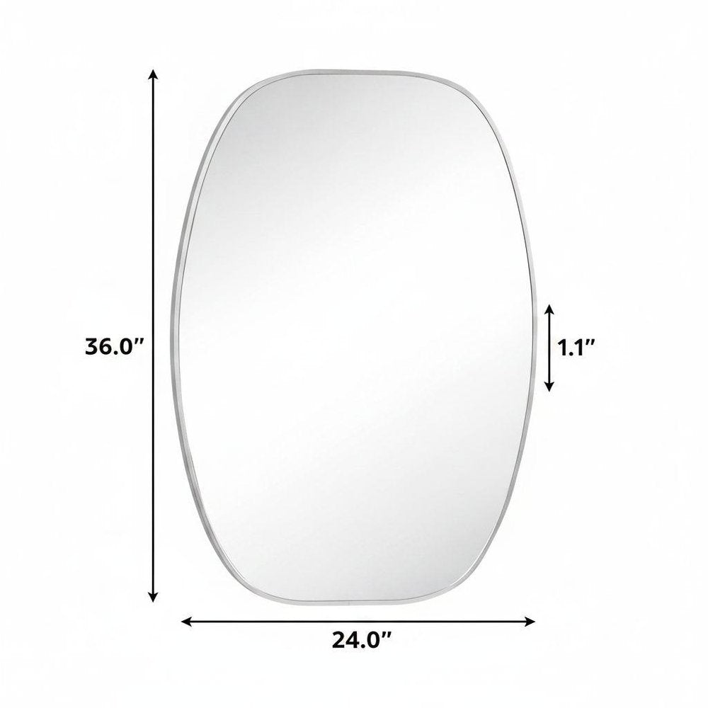 36" Black Aluminum Oval Framed Bathroom Vanity Mirror