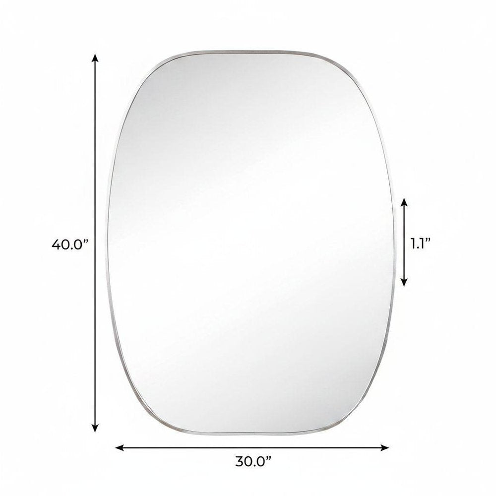 40" Silver Aluminum Oval Framed Bathroom Vanity Mirror