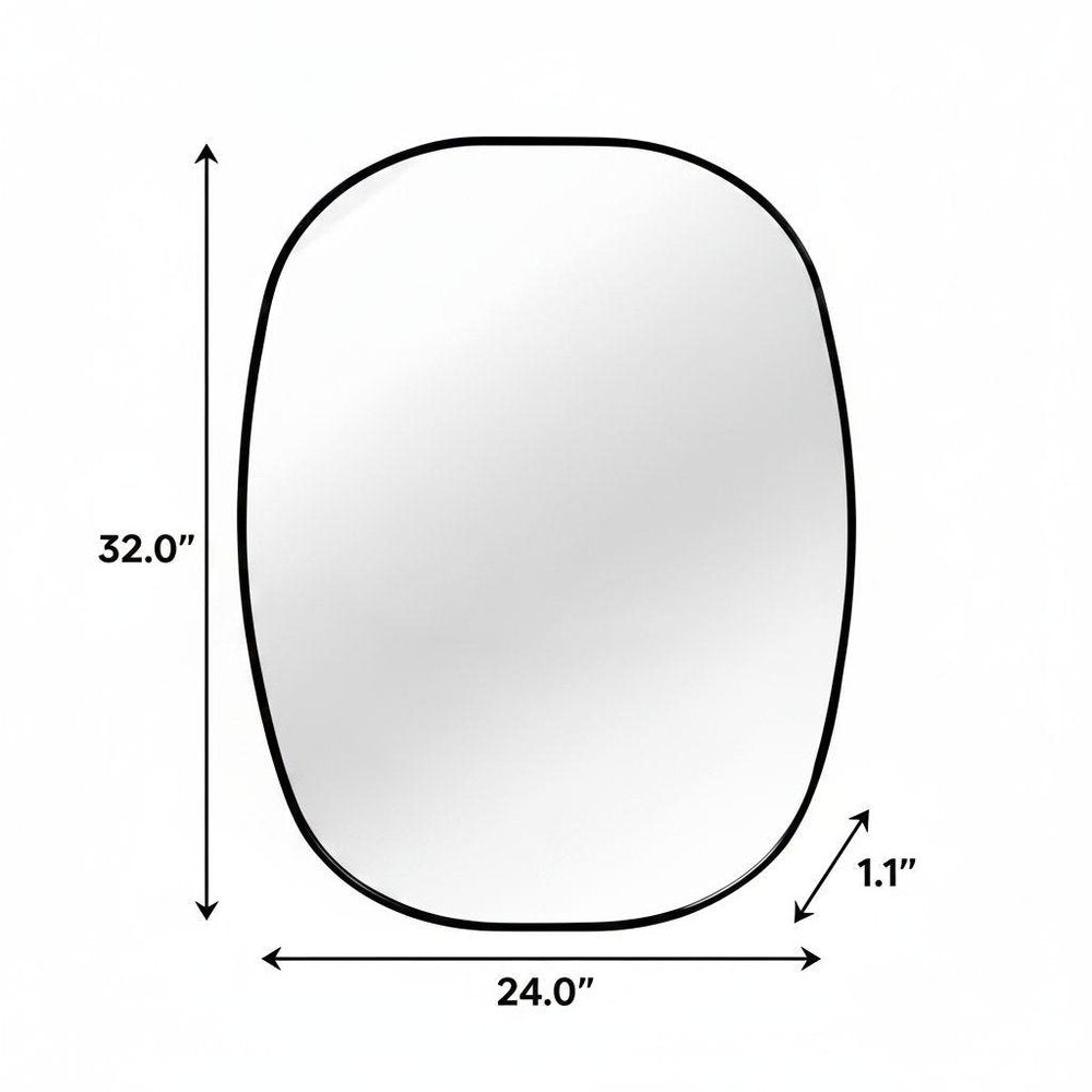 32" Black Aluminum Oval Framed Bathroom Vanity Mirror
