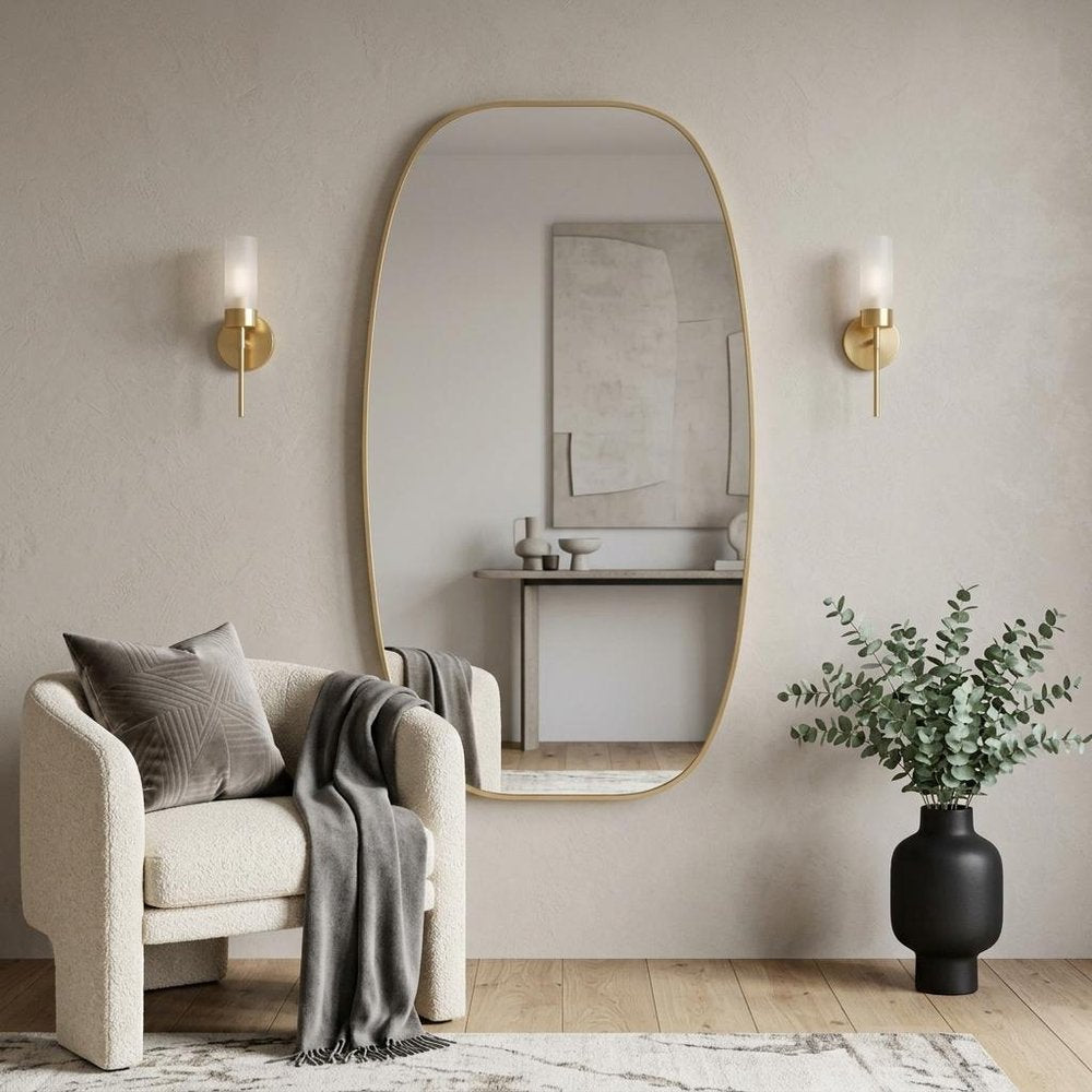 48" Black Aluminum Oval Framed Bathroom Vanity Mirror